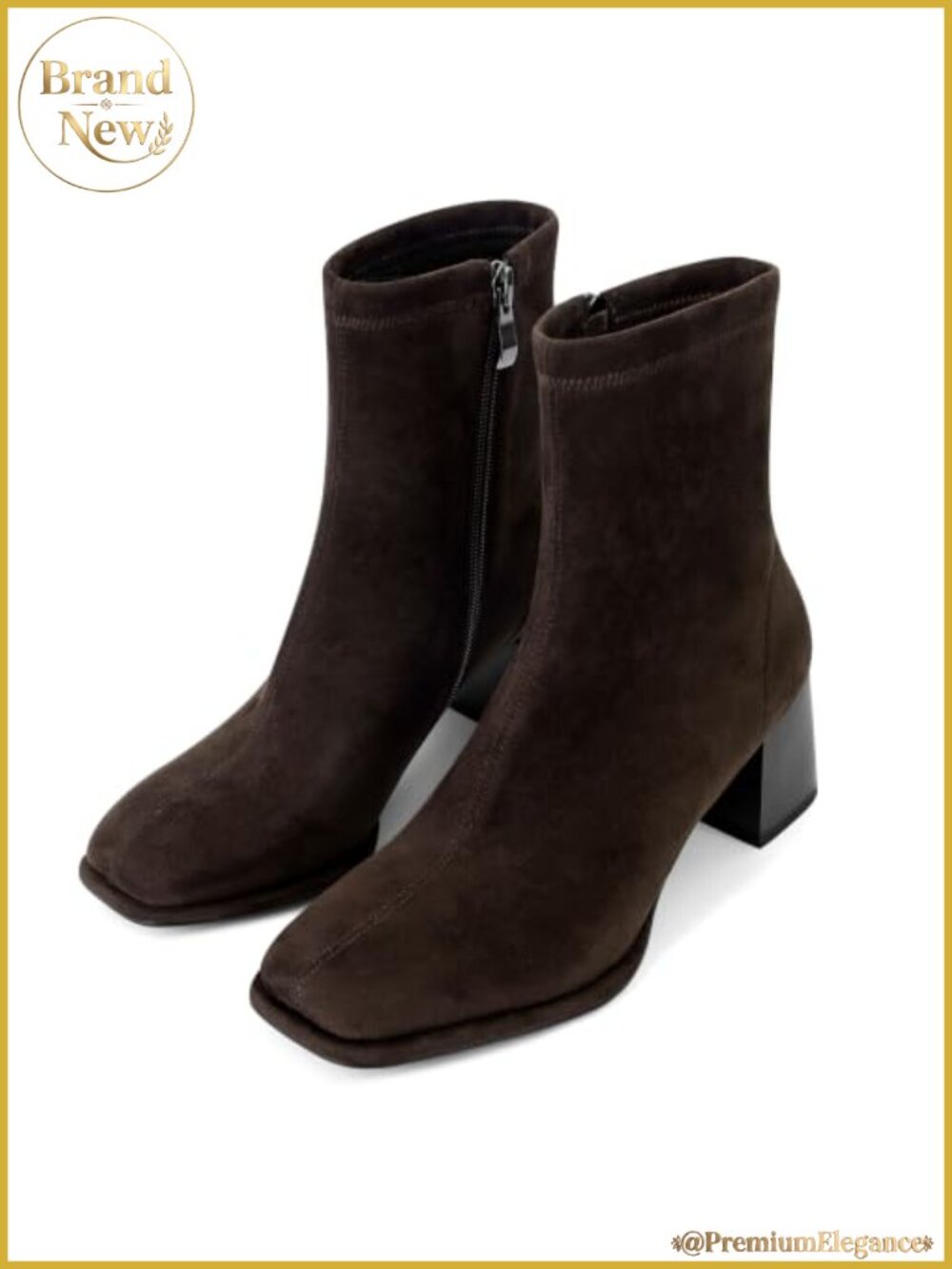 Womens Square Toe Ankle Booties Chunky Suede Short Boots